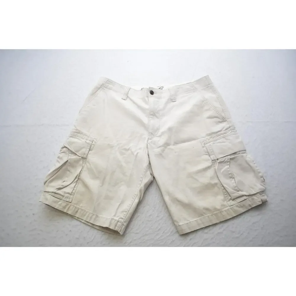 Eddie Bauer Cargo Shorts Beige Rugged Hiking Camp Flat Chino Mens‎ Size 34